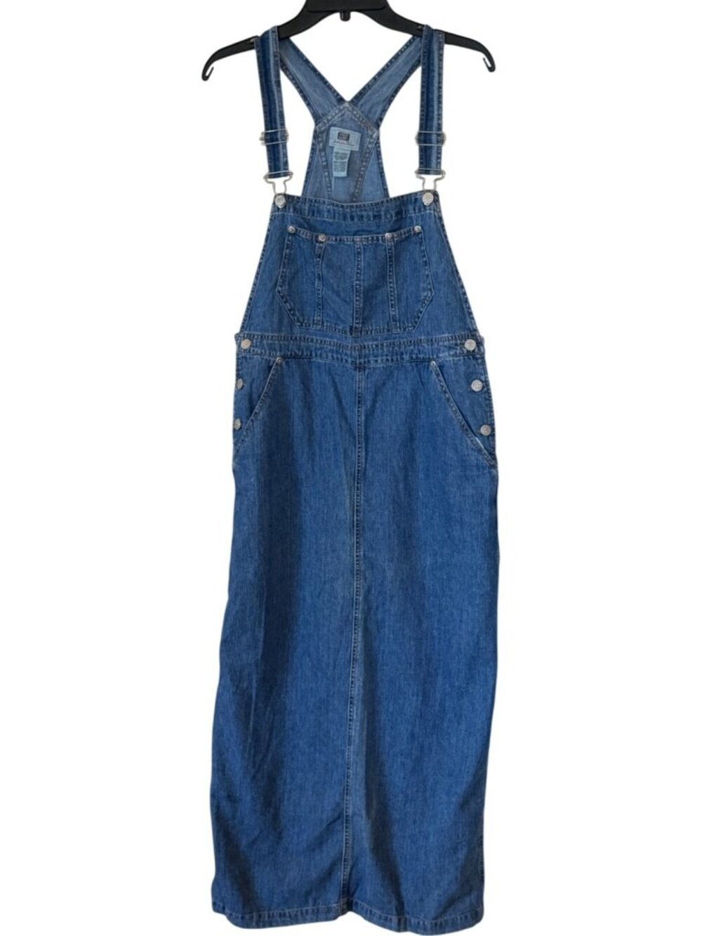 Faded Glory Women's Bib Overalls Maxi Dress Denim Blue Western Size Medium NWT